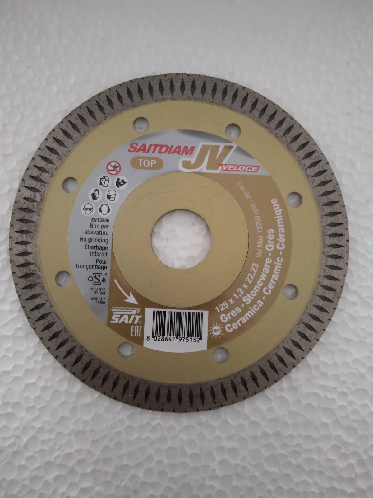 ДИАМАНТЕН ДИСК ЗА ГРАНИТОГРЕС,КЕРАМИКА SAITDIAM JV  125 x 1,2 x 22,23